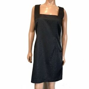 3/$20 Vintage Y2K Reitmans Square Neck Shift Dress Metallic Womens Size 14 Black